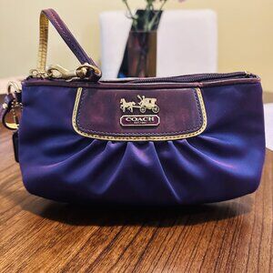 Authentic Purple Satin Coach Wristlet